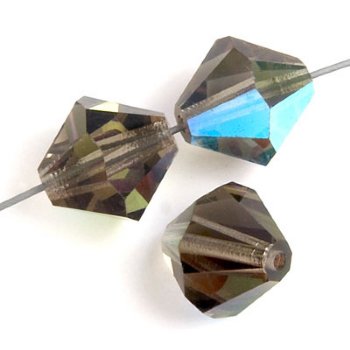 50 4mm Black Diamond AB Preciosa Bicone Beads