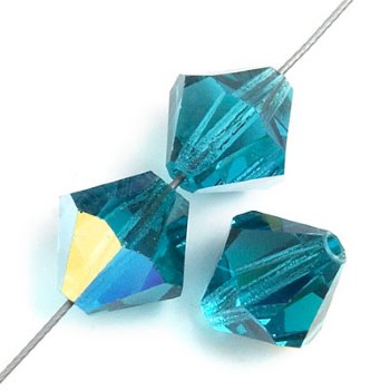 50 4mm Blue Zircon AB Preciosa Bicone Beads