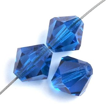 50 4mm Capri Blue Preciosa Bicone Beads