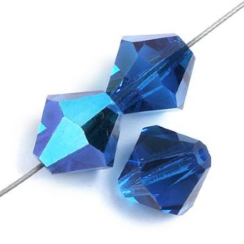 50 4mm Capri Blue AB Preciosa Bicone Beads