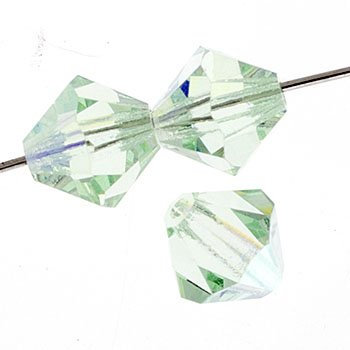 50 4mm Chrysolite AB Preciosa Bicone Beads