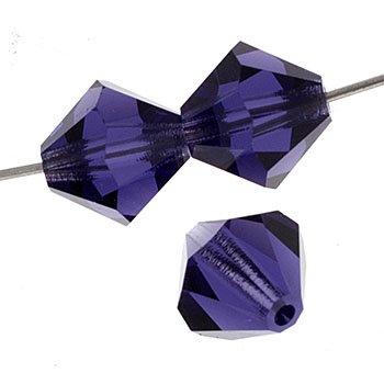 50 4mm Deep Tanzanite Preciosa Bicone Beads
