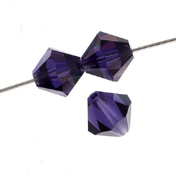 50 4mm Deep Tanzanite AB Preciosa Bicone Beads