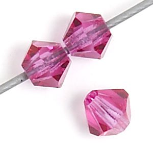50 4mm Fuchsia Preciosa Bicone Beads