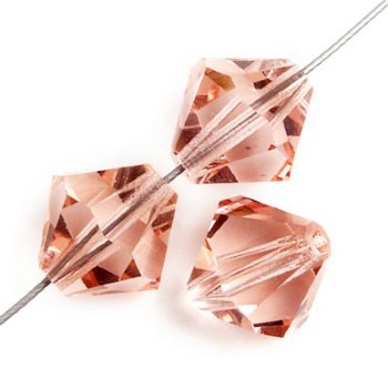 50 4mm Light Rose Preciosa Bicone Beads