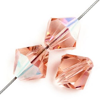 50 4mm Light Rose AB Preciosa Bicone Beads