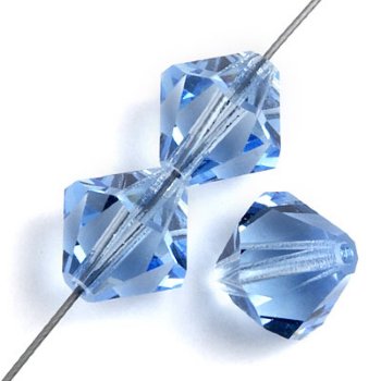 50 4mm Light Sapphire Preciosa Bicone Beads