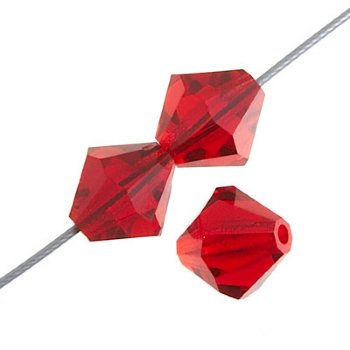 50 4mm Light Siam Preciosa Bicone Beads