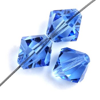 50 4mm Sapphire Preciosa Bicone Beads