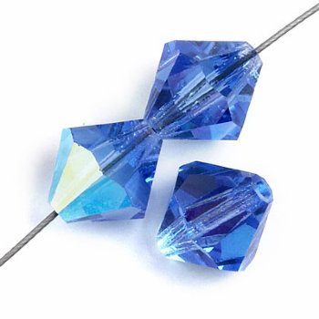 50 4mm Sapphire AB Preciosa Bicone Beads