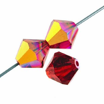 50 4mm Siam AB Preciosa Bicone Beads
