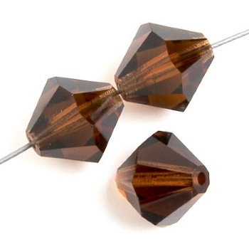 50 4mm Smoked Topaz Preciosa Bicone Beads