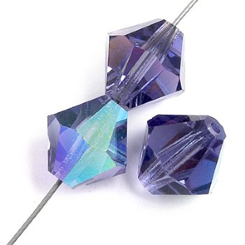 50 4mm Tanzanite AB Preciosa Bicone Beads