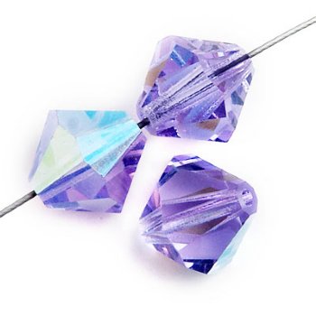 50 4mm Violet AB Preciosa Bicone Beads