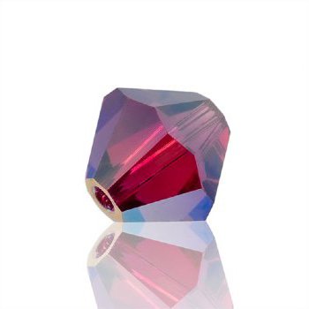 50 4mm Fuchsia AB2X Preciosa Bicone Beads