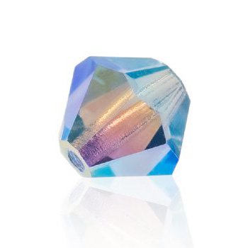 50 4mm Light Sapphire AB2X Preciosa Bicone Beads