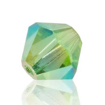 50 4mm Peridot AB2X Preciosa Bicone Beads