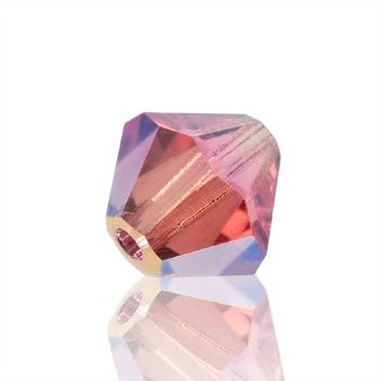 50 4mm Rose AB2X Preciosa Bicone Beads