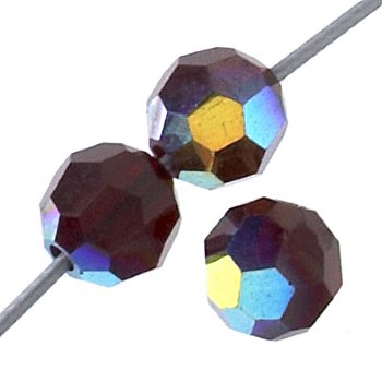 20, 4mm Round Garnet AB Preciosa Crystal Beads