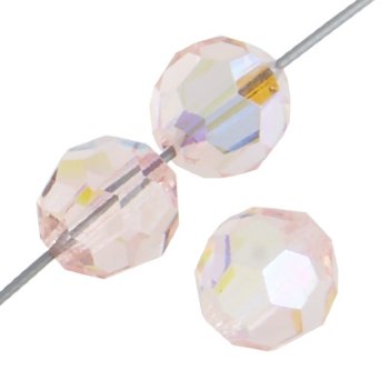 20, 4mm Round Light Rose AB Preciosa Crystal Beads