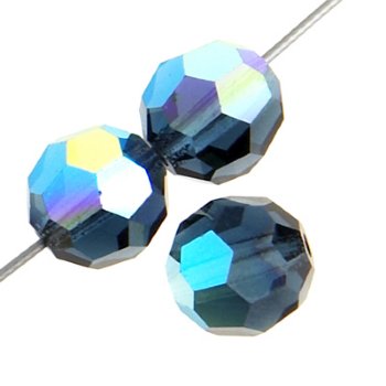 20, 4mm Round Montana AB Preciosa Crystal Beads