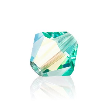 50 4mm Transparent Caribbean Sea AB Preciosa Bicone Beads