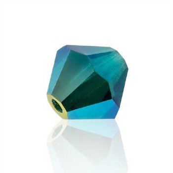50 4mm Emerald AB2X Preciosa Bicone Beads