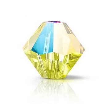 50, 4mm Preciosa Citrine Glitter Bicone / Rondelle Beads