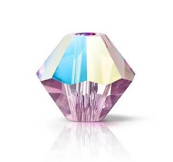 50, 4mm Preciosa Light Amethyst Glitter Bicone / Rondelle Beads