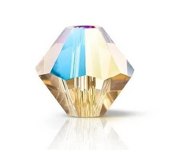 50, 4mm Preciosa Light Colorado Topaz Glitter Bicone / Rondelle Beads