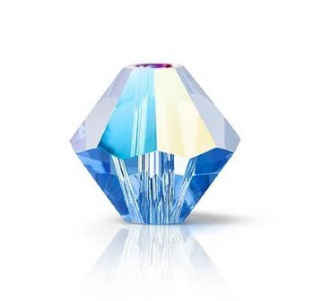 50, 4mm Preciosa Sapphire Glitter Bicone / Rondelle Beads