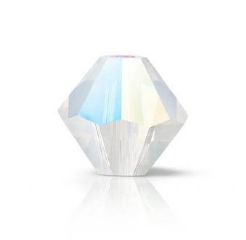50, 4mm Preciosa White Opal Glitter Bicone / Rondelle Beads