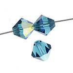 50 4mm Indicolite AB Preciosa Rondell / Bicone Beads