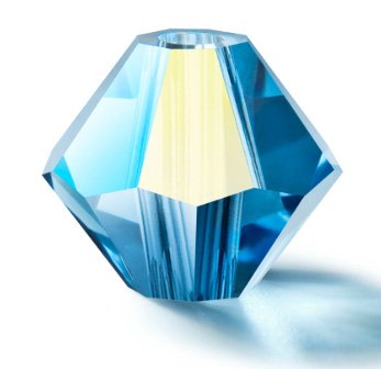50 4mm Malibu Blue AB Preciosa Rondell / Bicone Beads