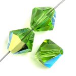 50 4mm Transparent Peridot AB Preciosa Bicone Beads