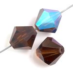 50 4mm Transparent Smoke Topaz AB Preciosa Bicone Beads