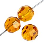 20, 4mm Round Topaz Preciosa Crystal Beads