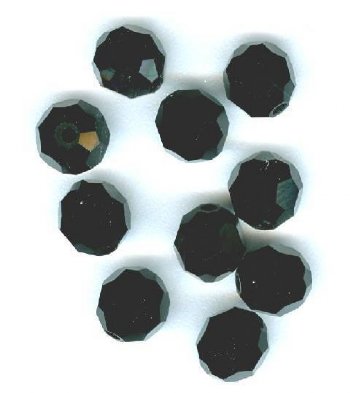 12, 6mm Preciosa Faceted Jet Round Beads