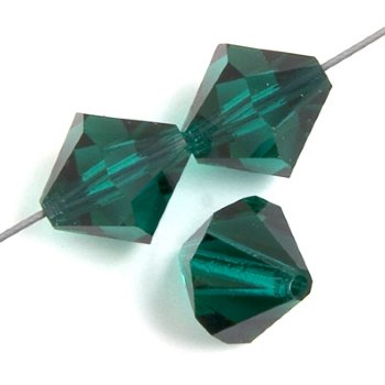 25 6mm Transparent Emerald Preciosa Bicone Beads