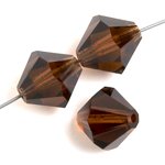 25 6mm Transparent Smoke Topaz Preciosa Bicone Beads