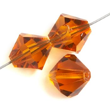 25 6mm Transparent Topaz Preciosa Bicone Beads