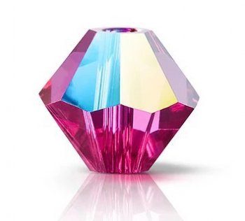 25, 6mm Preciosa Fuchsia Glitter Bicone / Rondelle Beads