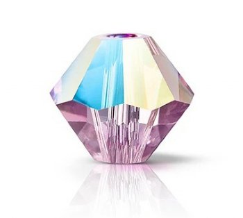 25, 6mm Preciosa Light Amethyst Glitter Bicone / Rondelle Beads