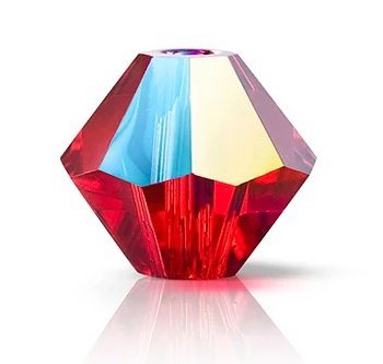25, 6mm Preciosa Light Siam Glitter Bicone / Rondelle Beads
