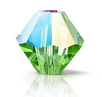 25, 6mm Preciosa Peridot Glitter Bicone / Rondelle Beads