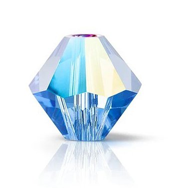 25, 6mm Preciosa Sapphire Glitter Bicone / Rondelle Beads