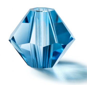 25 6mm Transparent Malibu Blue Preciosa Bicone Beads