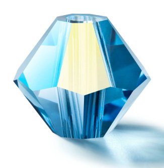 25 6mm Transparent Malibu Blue AB Preciosa Rondell / Bicone Beads