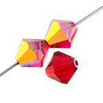 25, 6mm Light Siam AB Preciosa Rondell / Bicone Beads