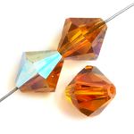 25, 6mm Topaz AB Preciosa Rondell / Bicone Beads